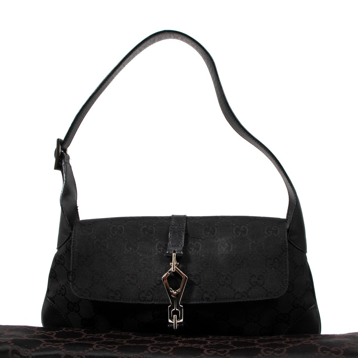 Gucci by Tom Ford Abbey Black GG Canvas Vintage Shoulder Bag
