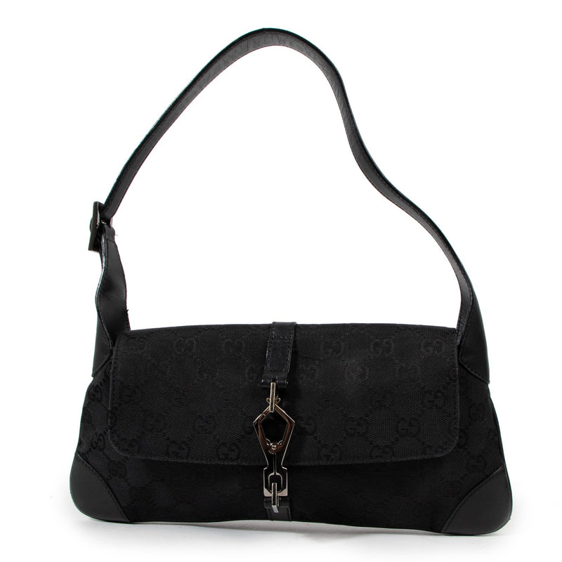 Gucci by Tom Ford Abbey Black GG Canvas Vintage Shoulder Bag