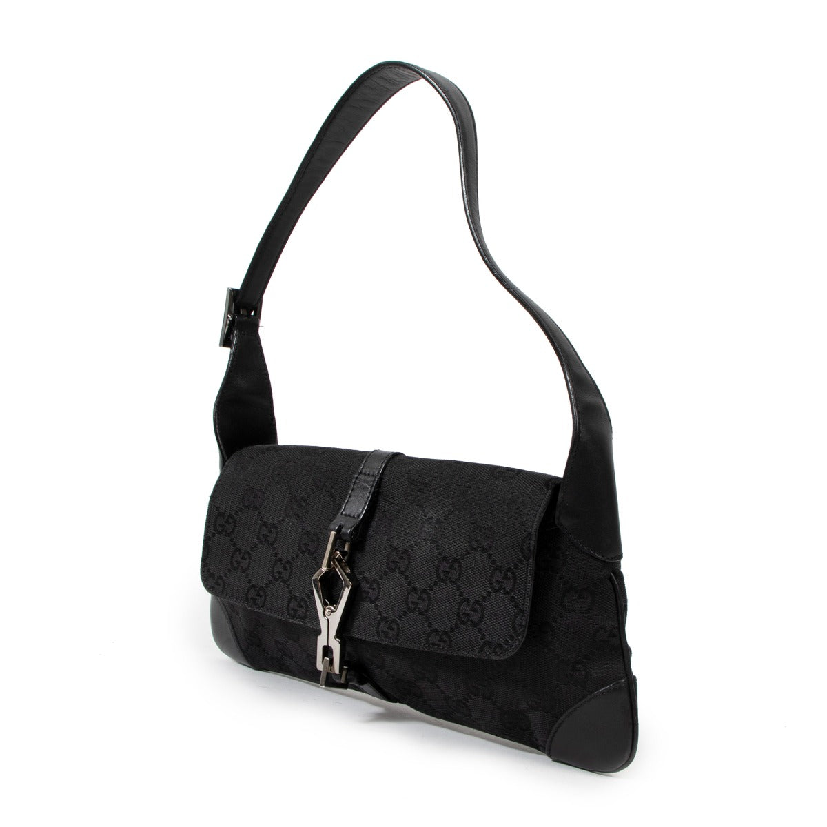 Sac bandoulière vintage Gucci by Tom Ford Abbey en toile GG noire