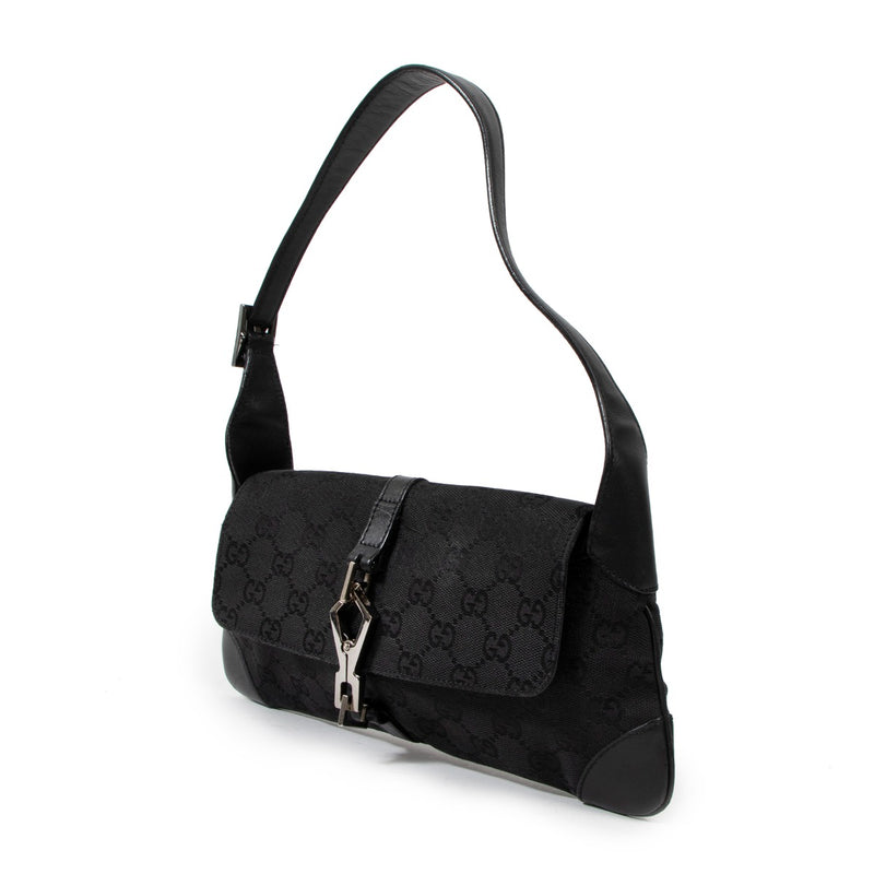 Gucci by Tom Ford Abbey Black GG Canvas Vintage Shoulder Bag