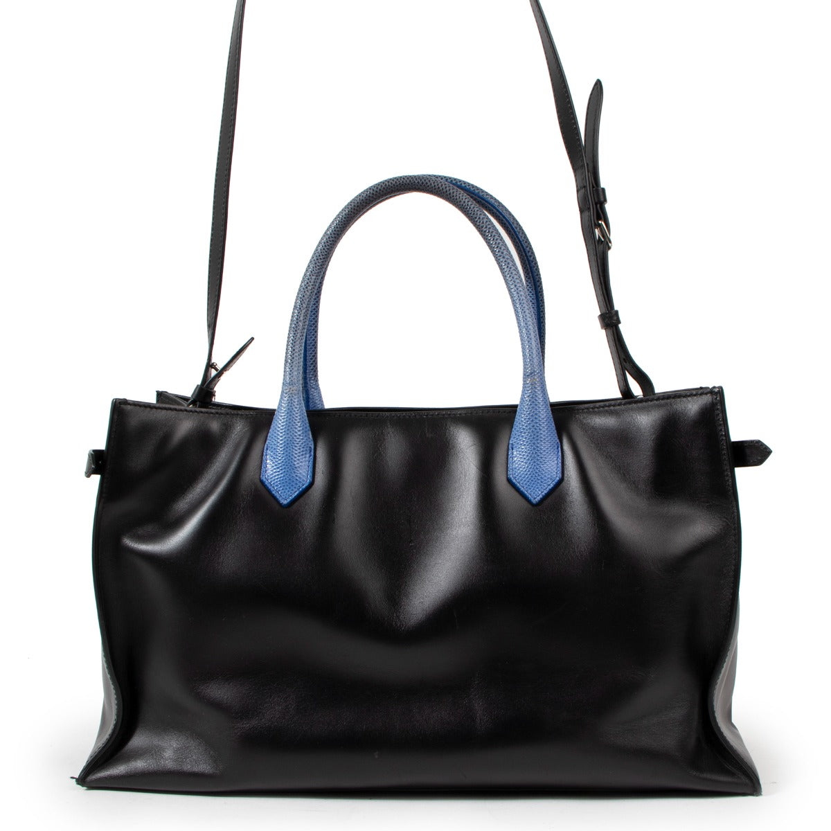 Balenciaga Sac Padlock Work S Veau Noir & Serpent Karung Bleu Électrique