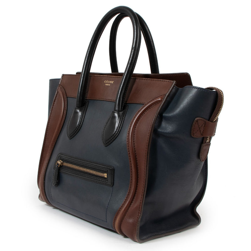 Celine Donkerblauwe Tri-colour Mini Luggage Tote Bag