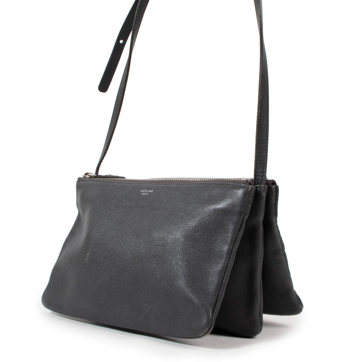 Celine Grey Lambskin Small Trio Bag