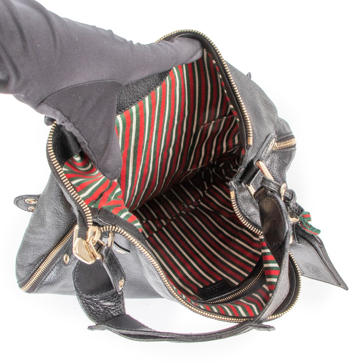 Gucci Black Leather Voyager Hobo Bag