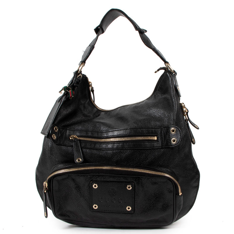Gucci Black Leather Voyager Hobo Bag