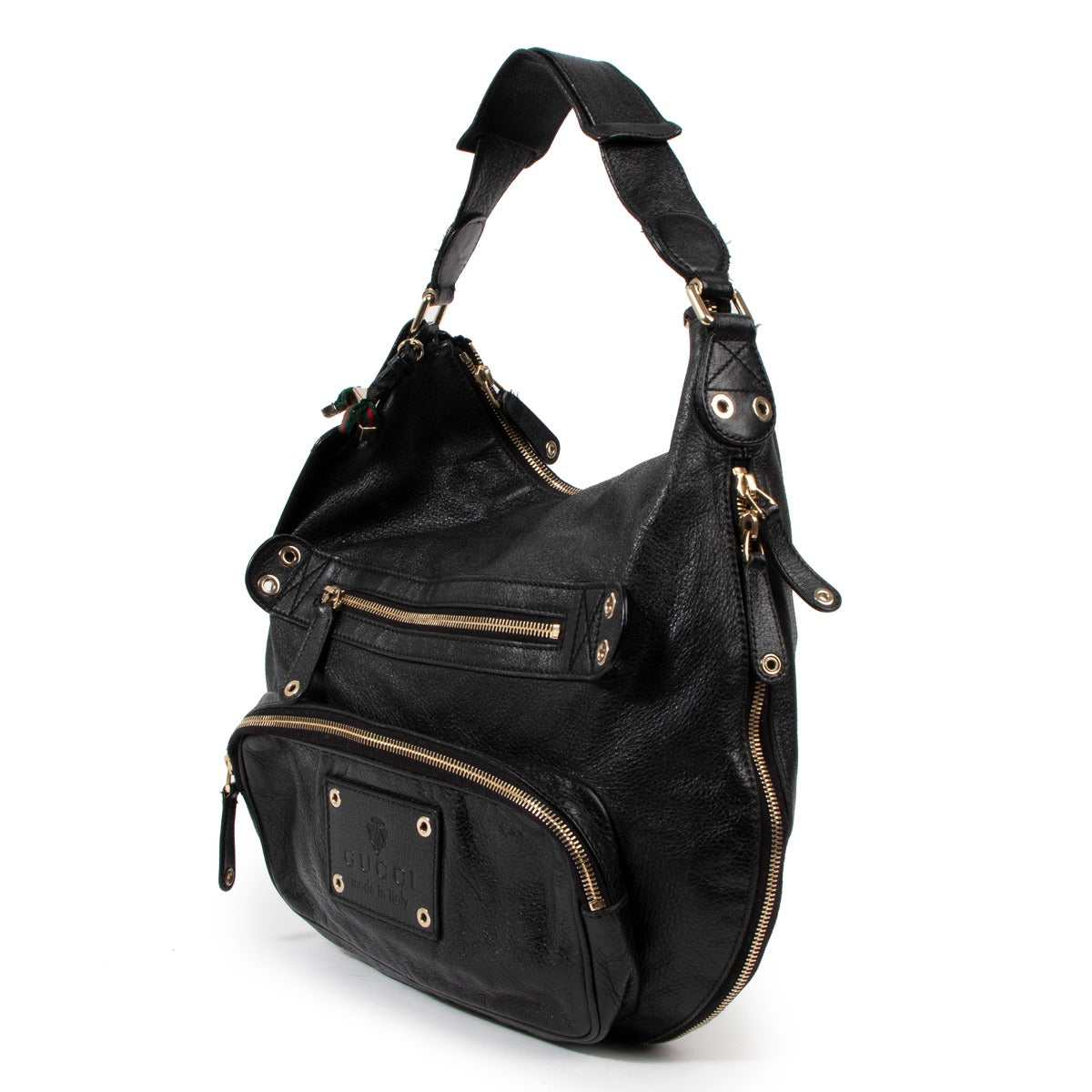 Gucci Black Leather Voyager Hobo Bag