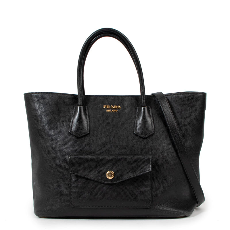 Prada Saffiano Leather Front Pocket Tote Bag