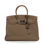 Shop safe online at labellov in Antwerp, Brussels and Knokke this 100% authentic second hand Hermès Birkin 35 Etoupe Togo PHW
