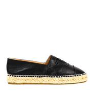 Chanel Black Leather Espadrilles