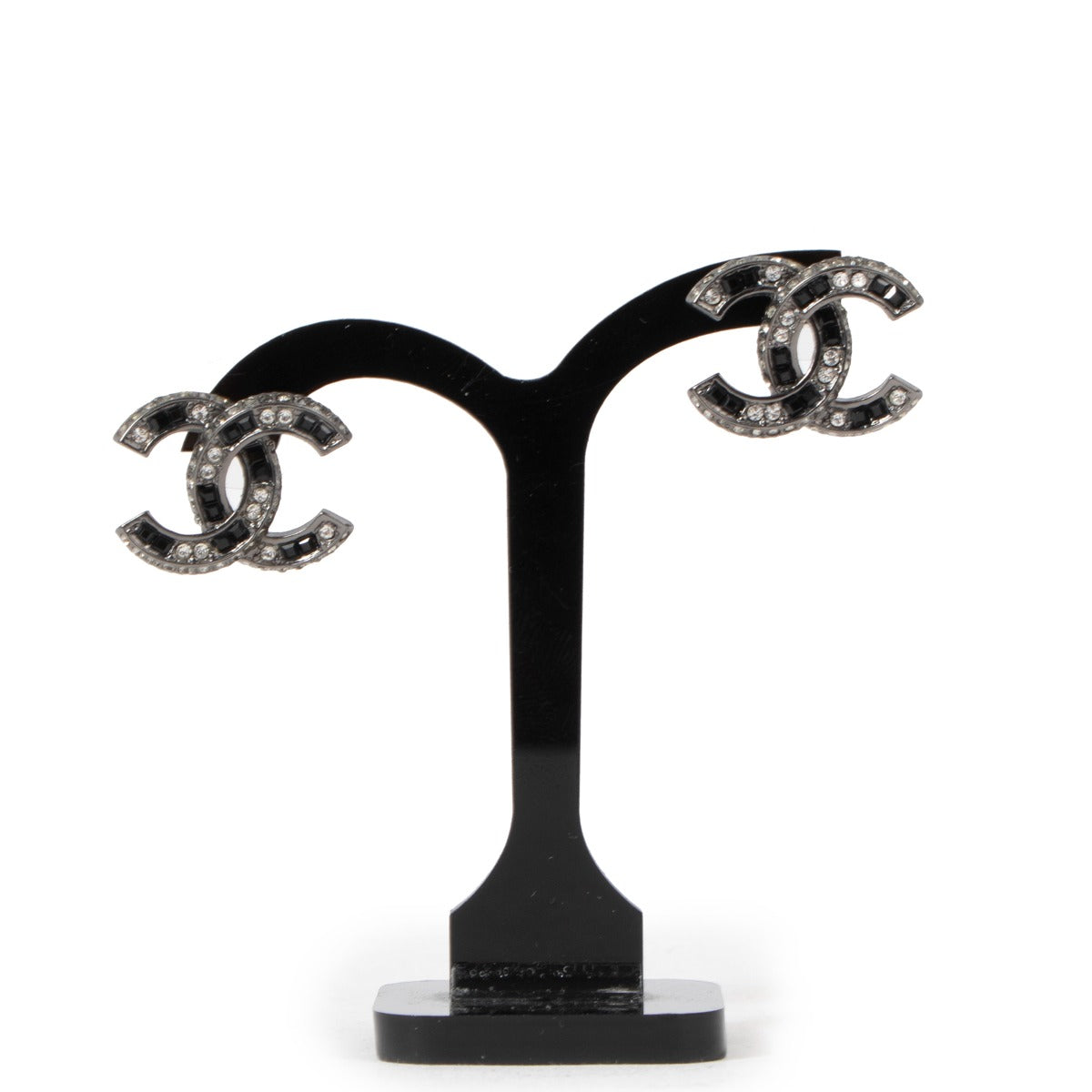 Chanel 15B Black CC Crystal Earrings