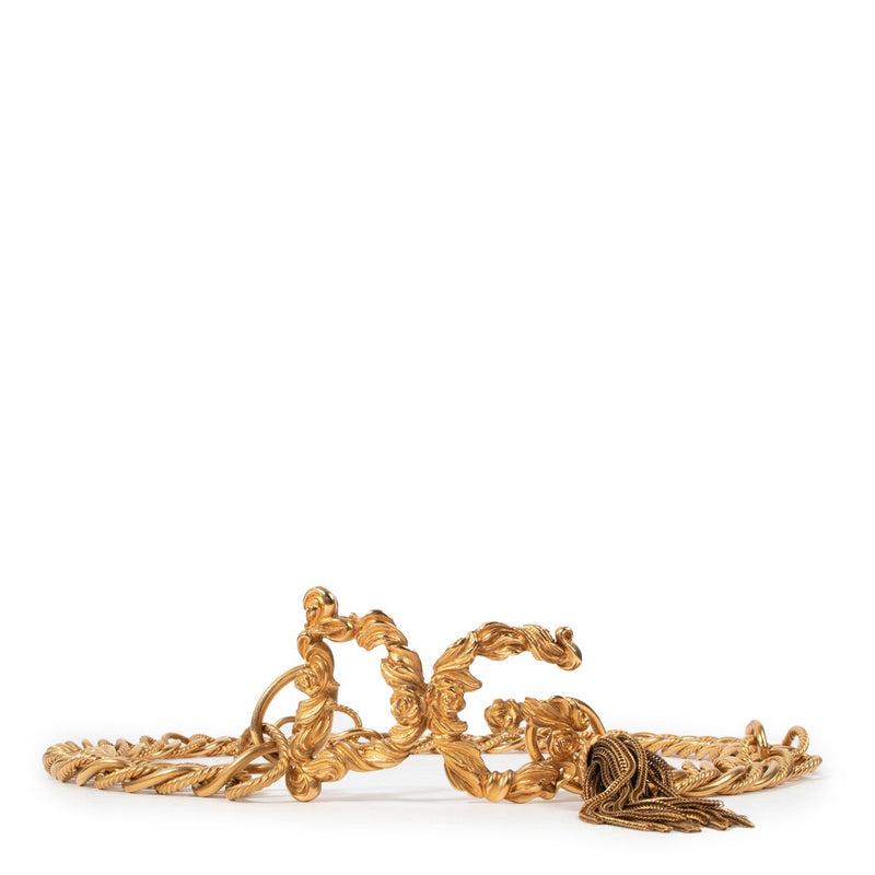 Dolce & Gabbana Gold Logo Tassel Belt