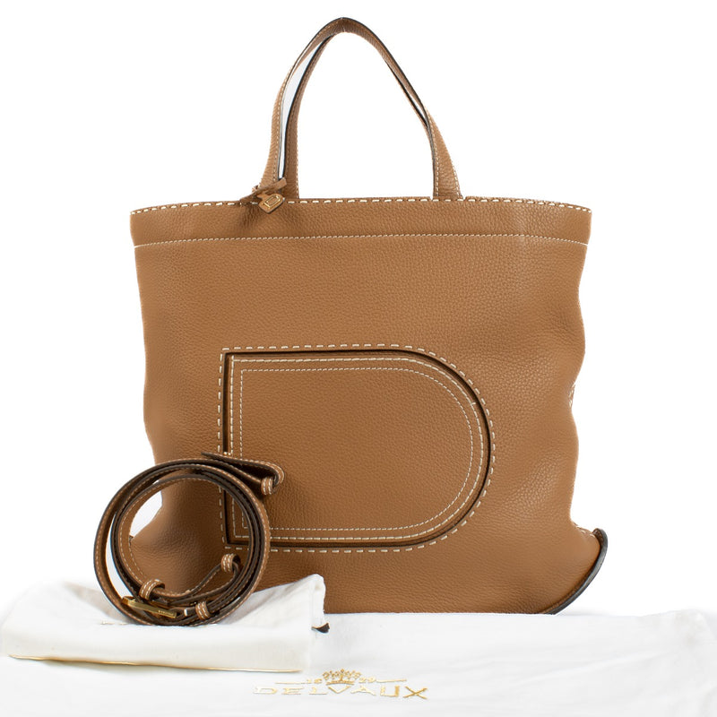 Delvaux Vegetal Taurillon Soft Pin Cabas Surpiqué Bag