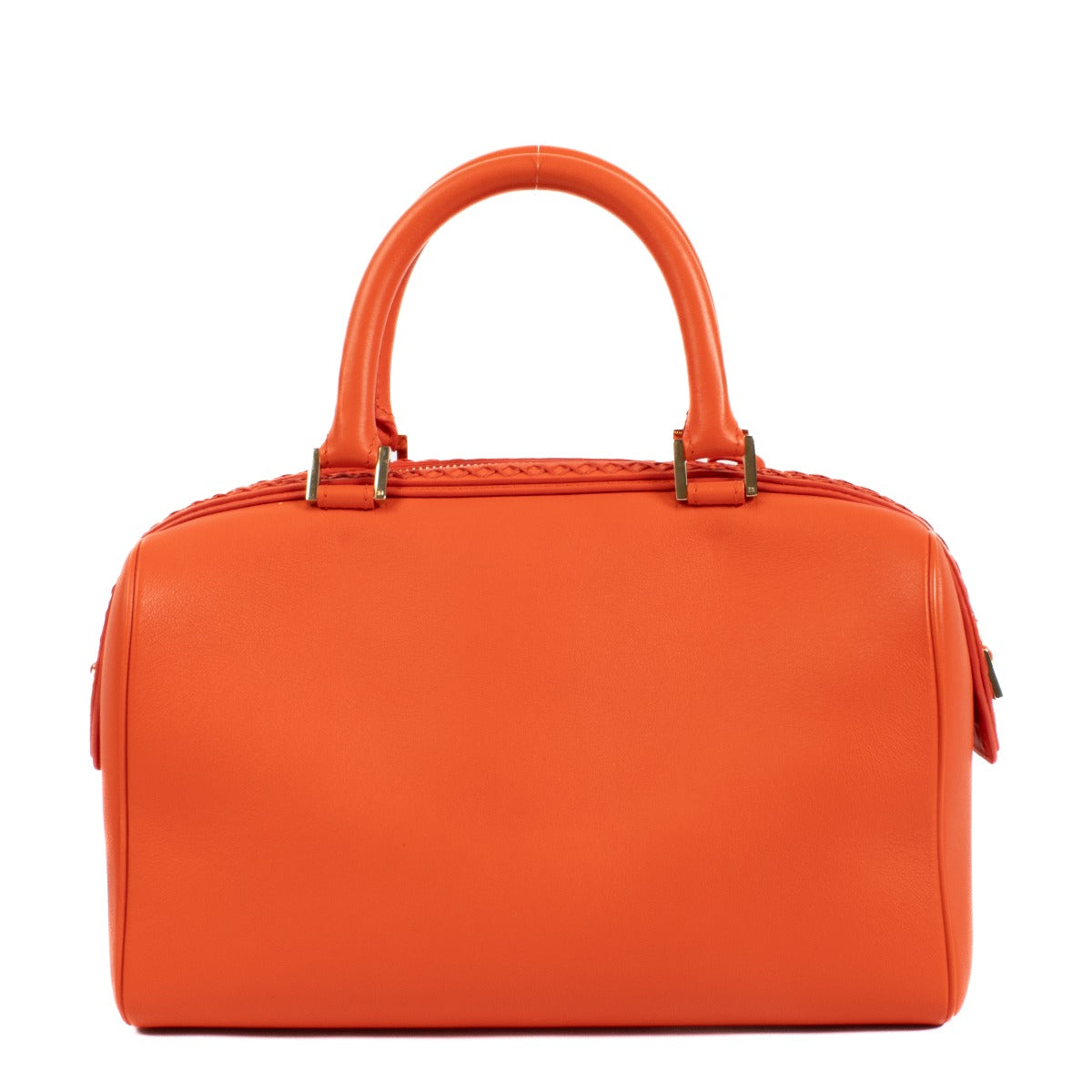 Delvaux Red Louis Boston top handle bag with wafted details and gold hardware, including a long strap for versatile wear. Shop now on Labellov.com.