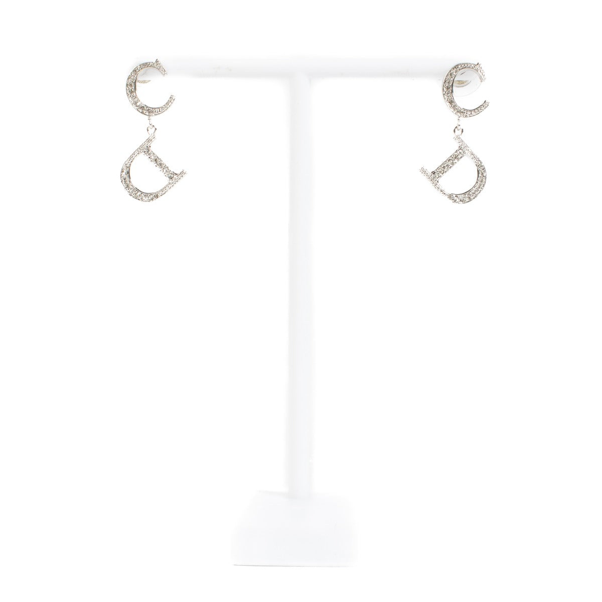 Christian Dior John Galliano Silver Crystal CD Earrings
