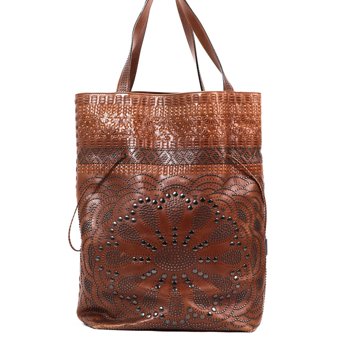 Gucci Brown Studded Leather Shoulder Bag