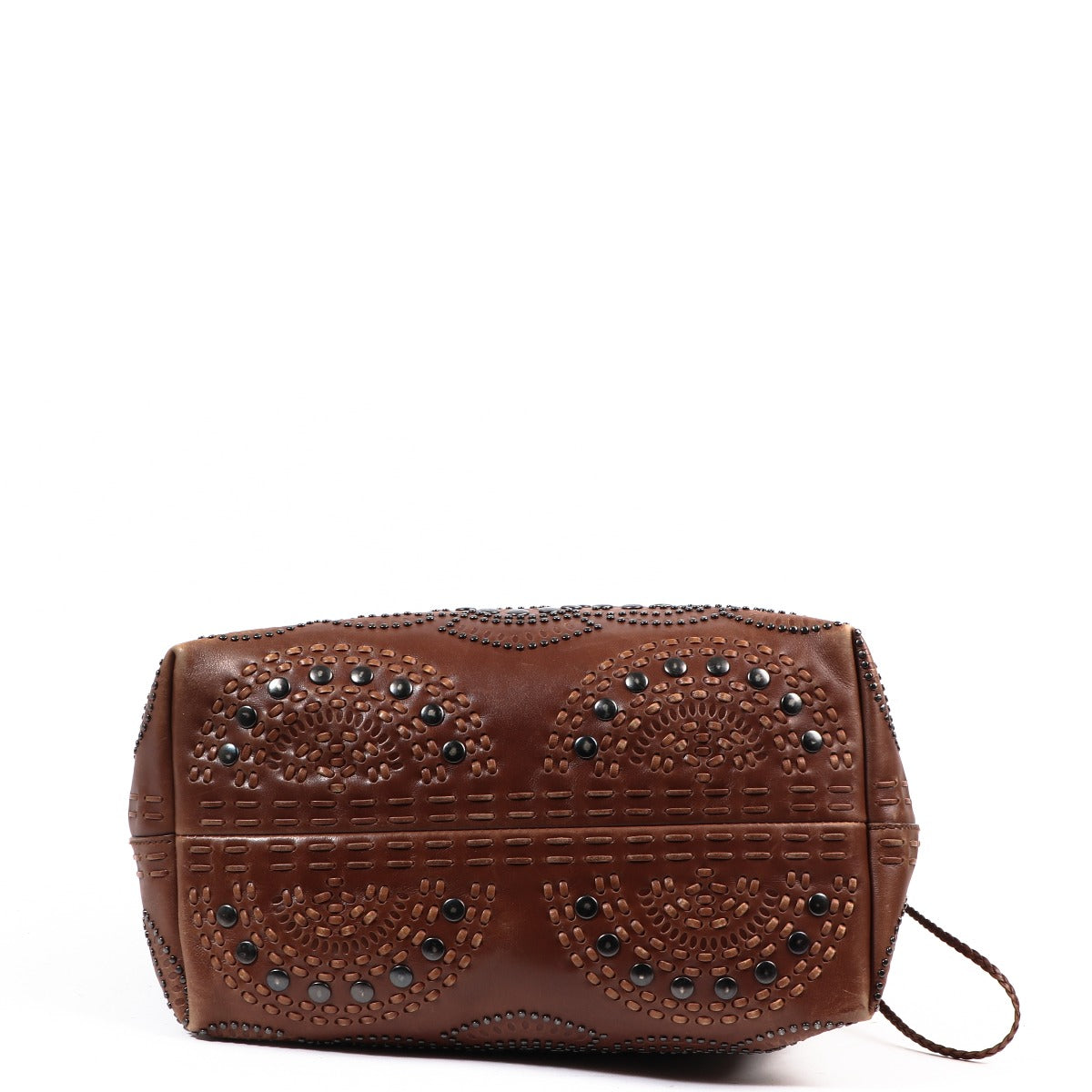 Sac à bandoulière en cuir clouté marron Gucci