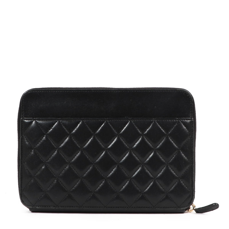 Chanel Black Lambskin Classic Zip Pouch
