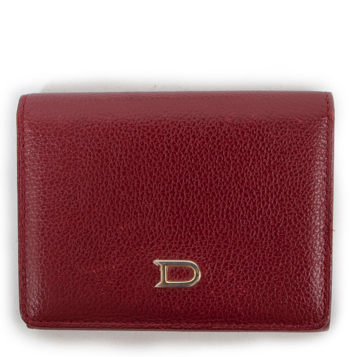 Delvaux Burgundy Leather Card Wallet