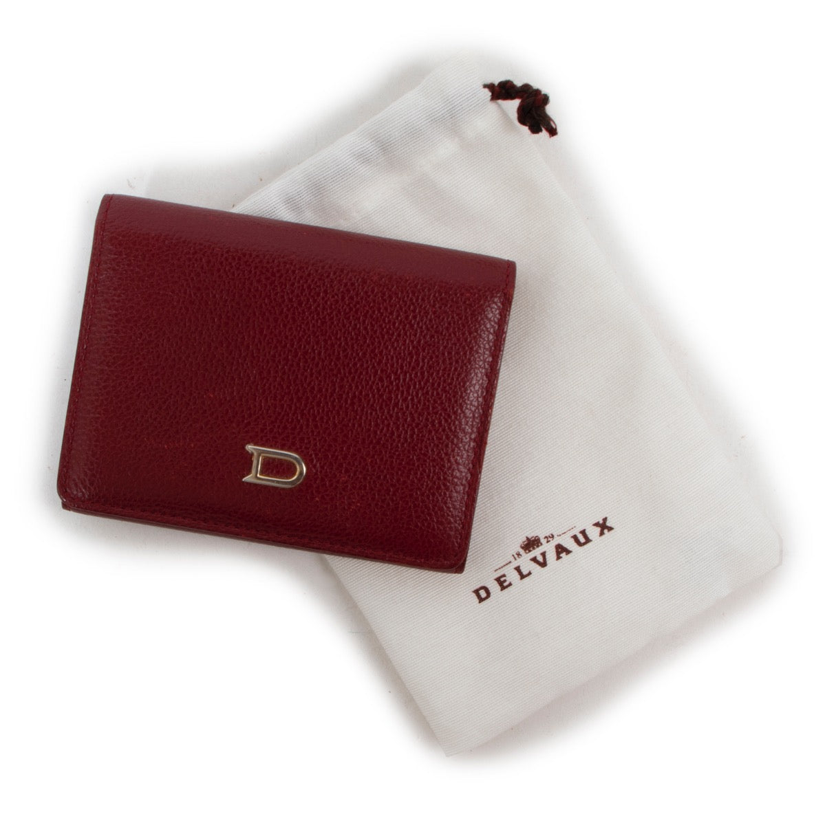 Delvaux Burgundy Leather Card Wallet