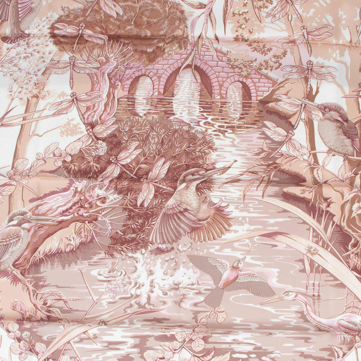 Hermès Au Bord De L'eau Silk Carré 90 Scarf