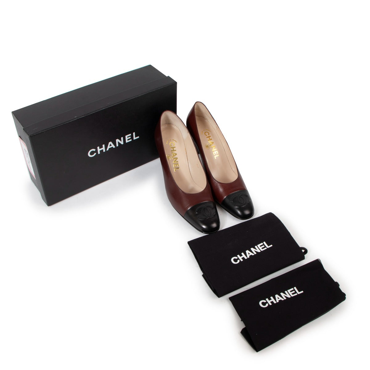 Chanel Vintage Burgundy/Black Leather Heels