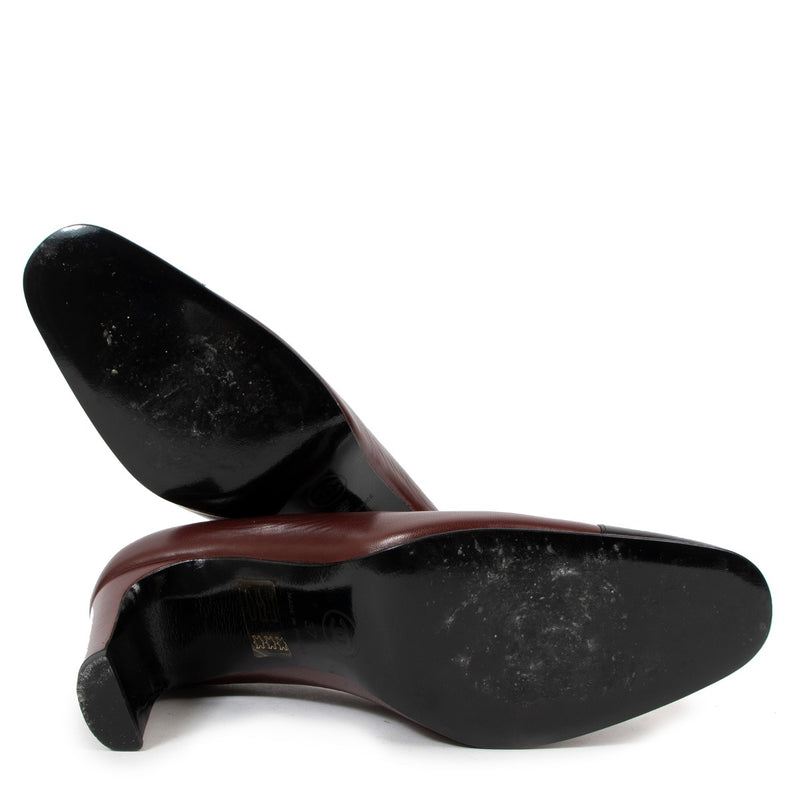 Chanel Vintage Bordeaux/Zwart Leren Hakken - Maat 37