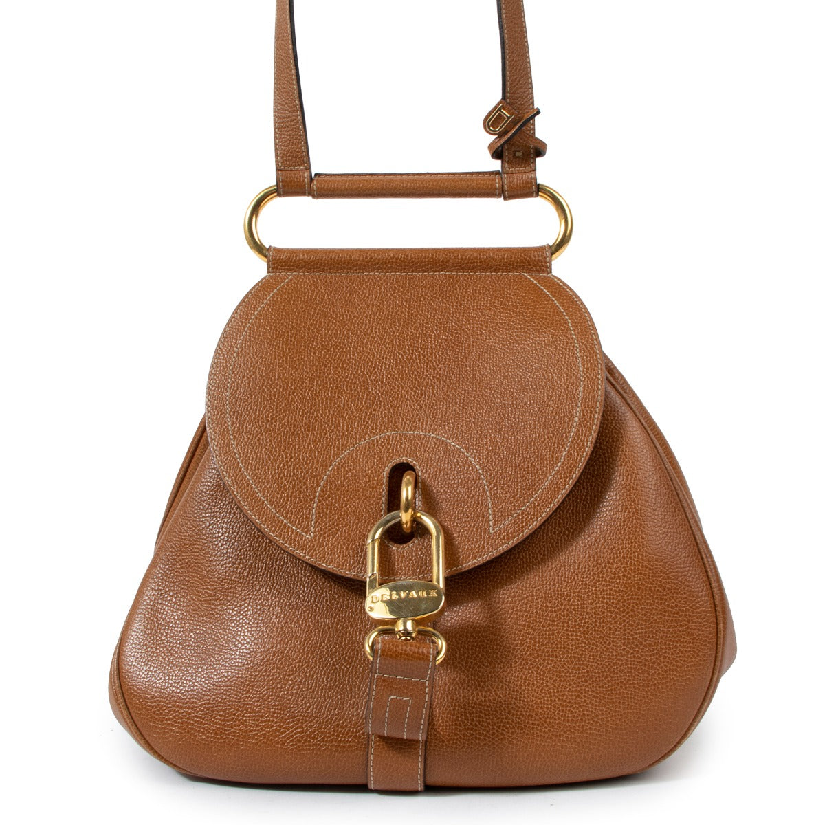 Delvaux Cognac Cerceau GM Shoulder Bag