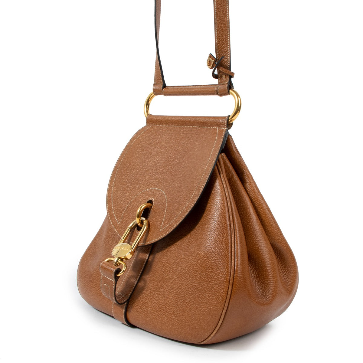 Delvaux Cognac Cerceau GM Shoulder Bag