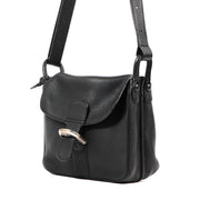 Buy an authentic second hand Delvaux Black Taurillon Crispé Brillant Baudrier Crossbody Bag in very good condition at Labellov Antwerp.