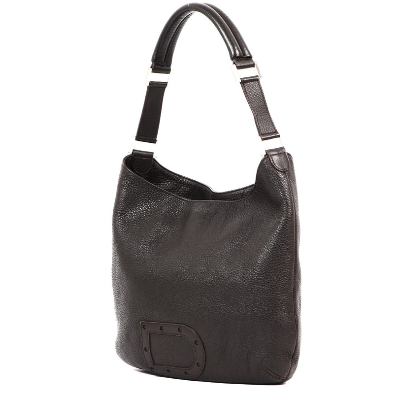 Buy an authentic second hand Delvaux Café Taurillon Crispé Louise PM Shoulder Bag in good condition at Labellov Antwerp.
