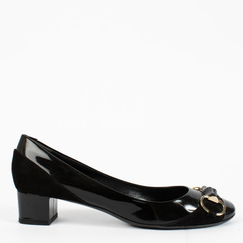 authentic preloved Gucci Black Bamboo Horsebit Heels on Labellov.com