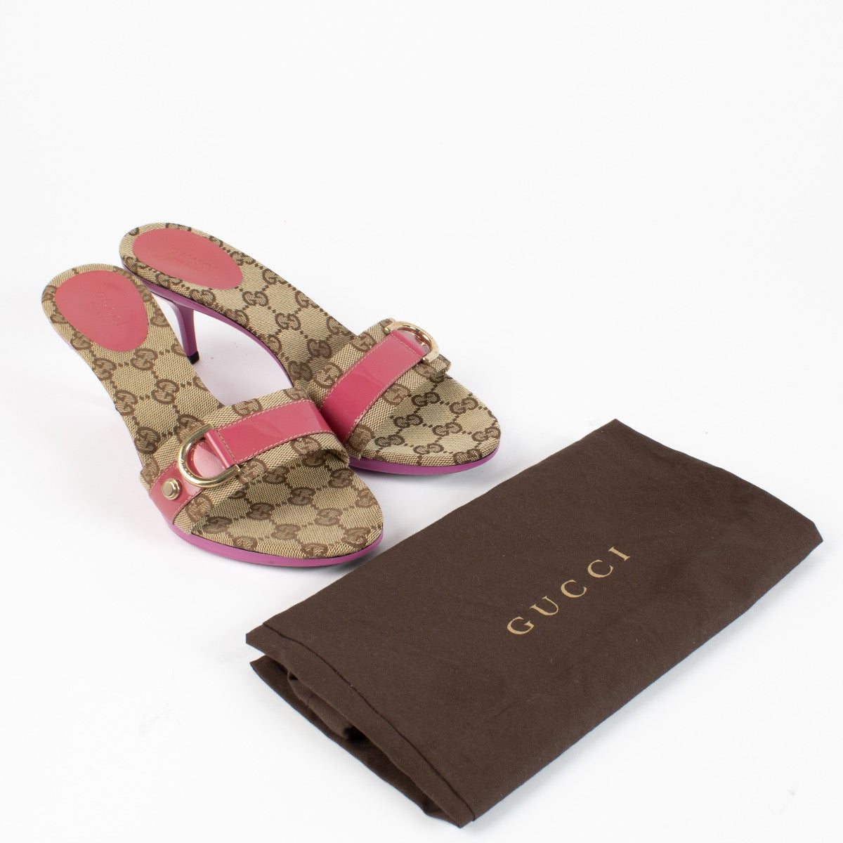 Gucci Pink Monogram Heels - size 38,5