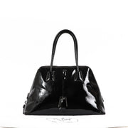 Buy an authentic second-hand Prada Black Patent Leather Spazzolato Logo Top Handle Bag in very good condition at Labellov in Antwerp.