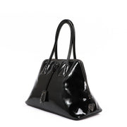 Buy an authentic second-hand Prada Black Patent Leather Spazzolato Logo Top Handle Bag in very good condition at Labellov in Antwerp.
