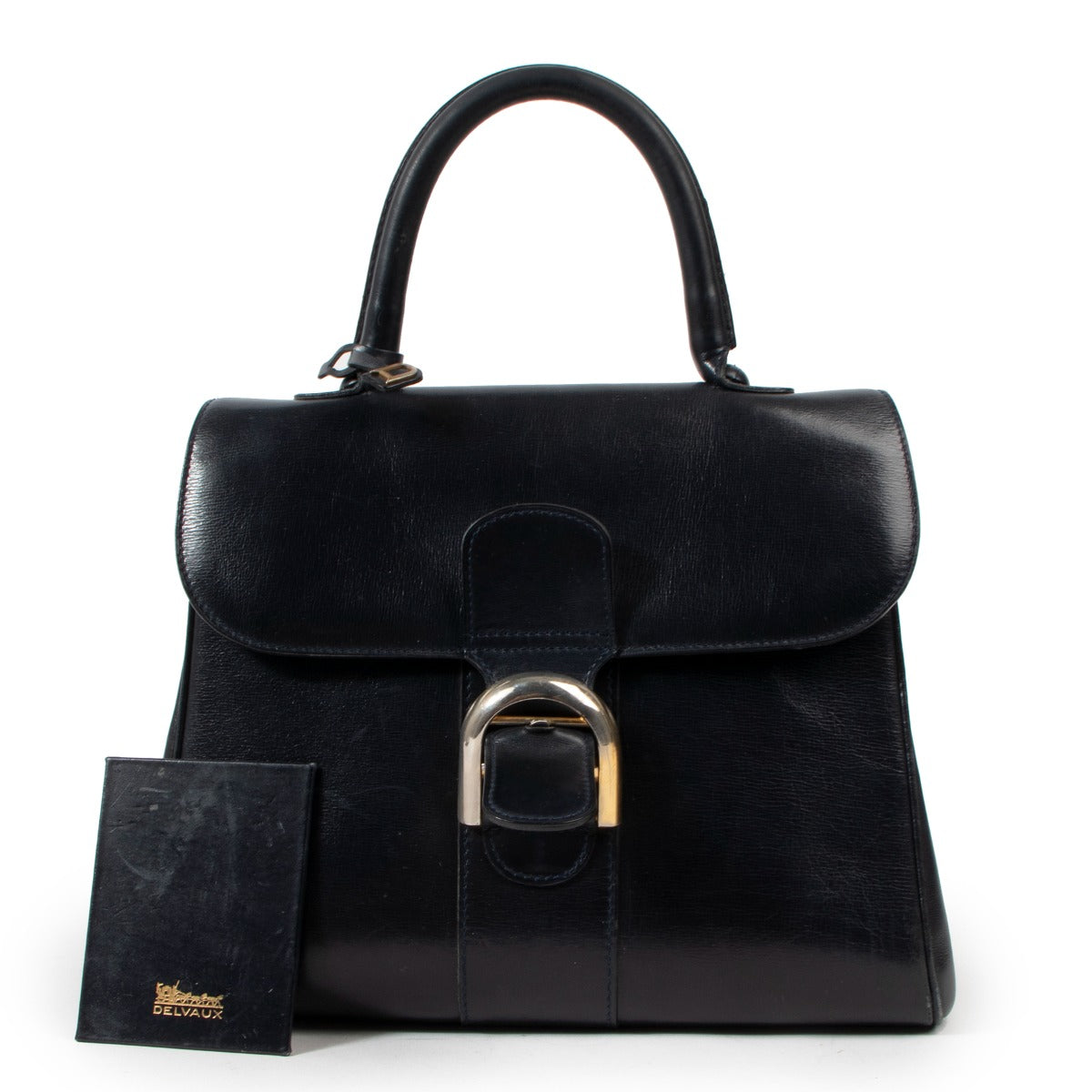 Delvaux Brillant MM Marine Blue Box Calf