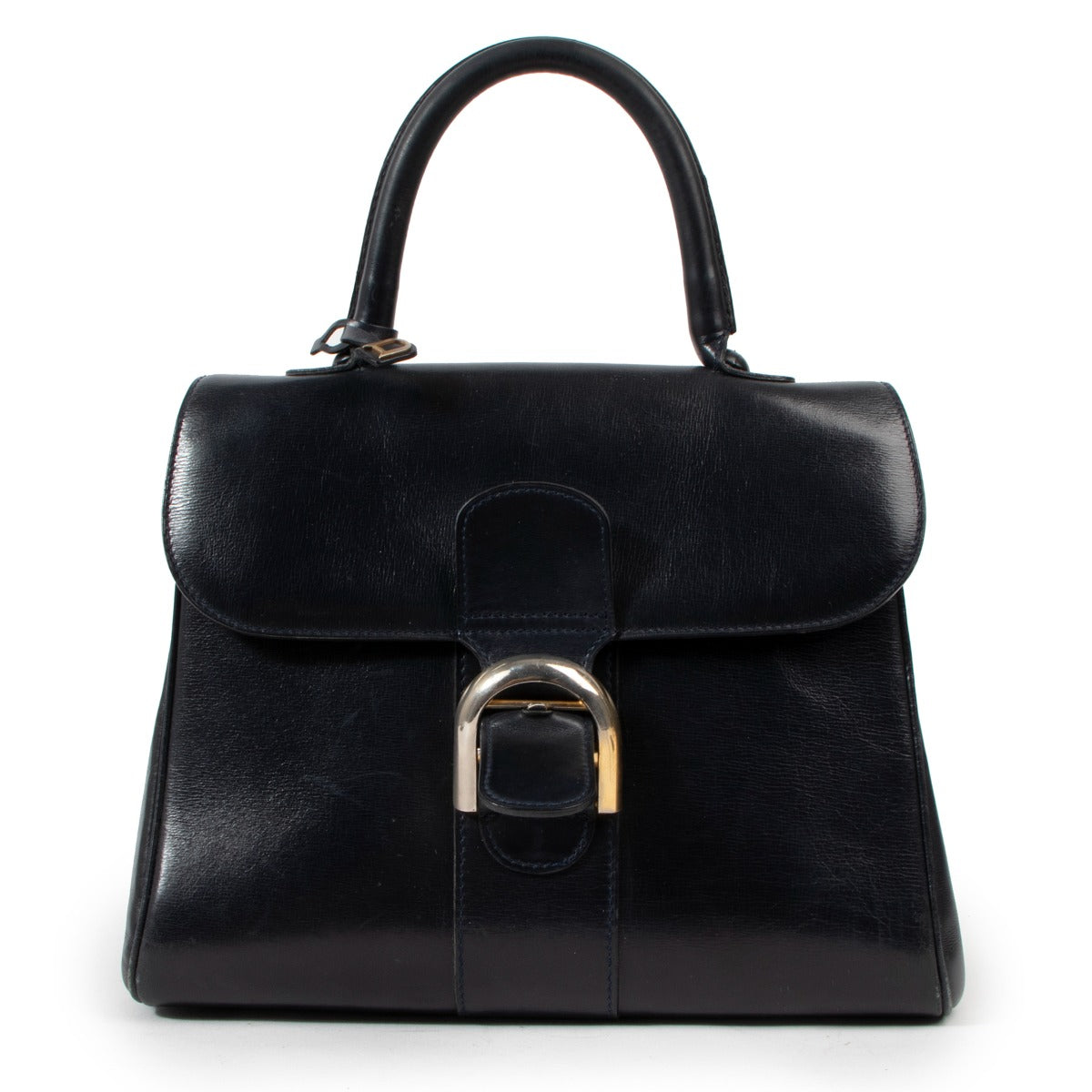 Delvaux Brillant MM Marine Blue Box Calf