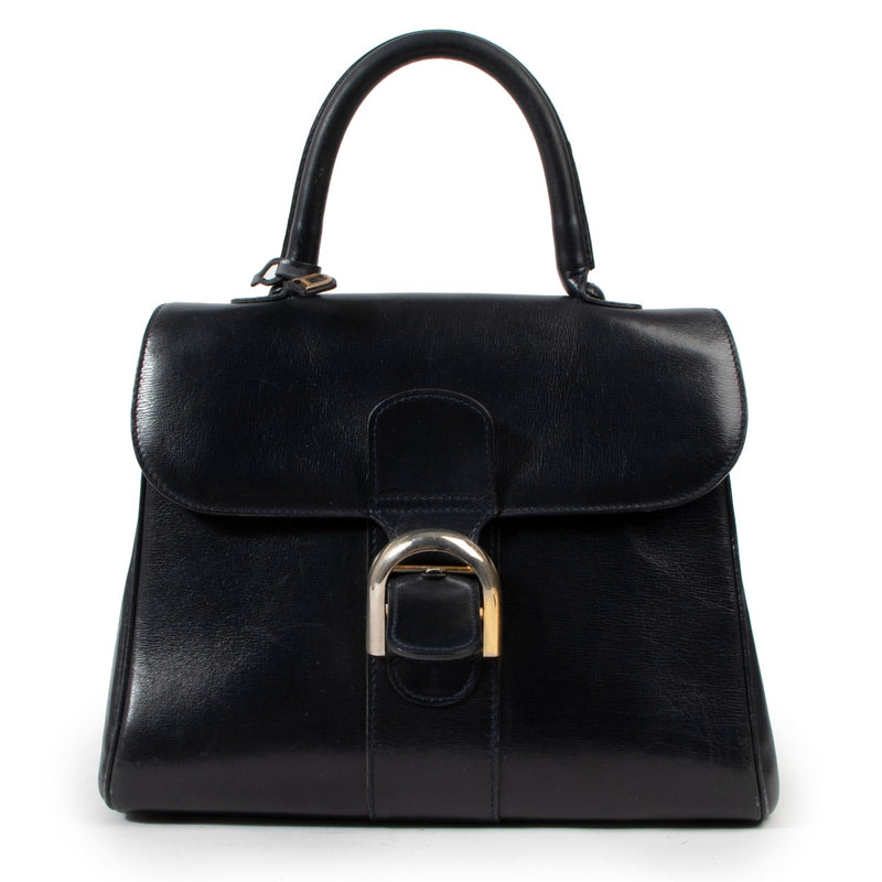 Delvaux Brillant MM Marine Blue Box Calf