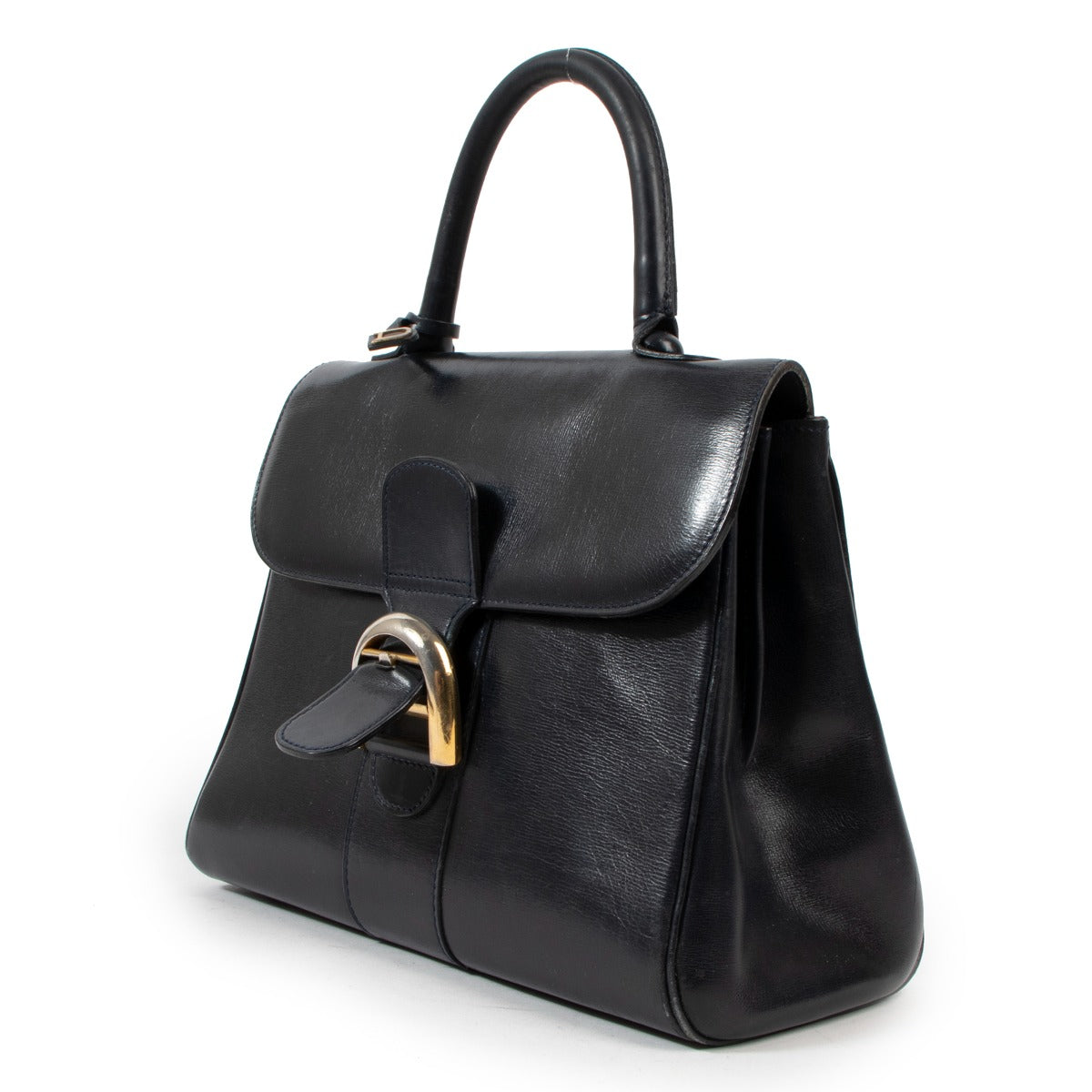 Delvaux Brillant MM Marine Blue Box Calf