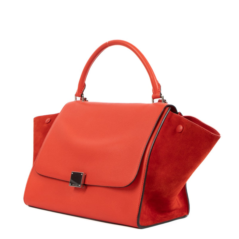 Celine Rood Kalfsleer & Suède Medium Trapeze Tas