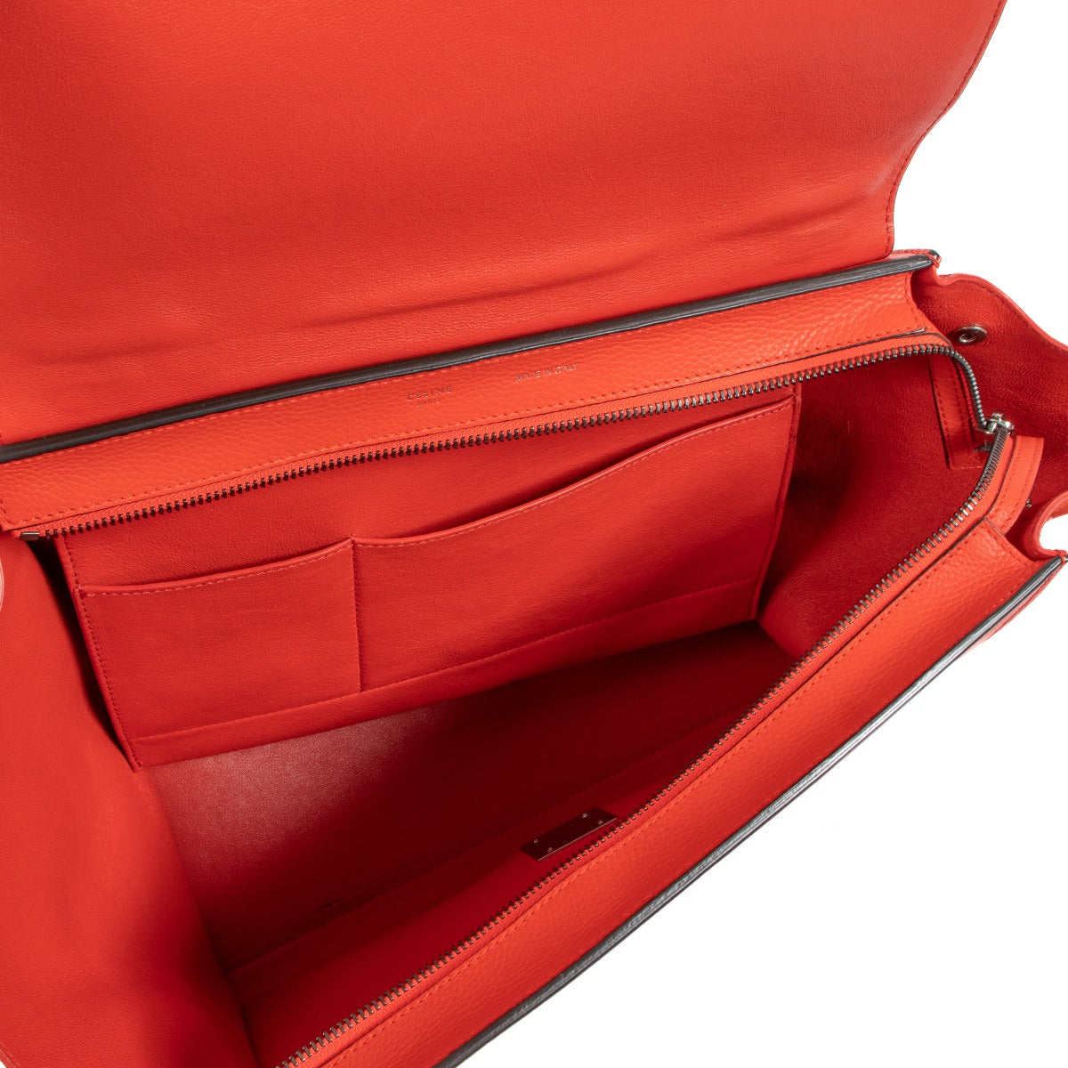 Celine Rood Kalfsleer & Suède Medium Trapeze Tas