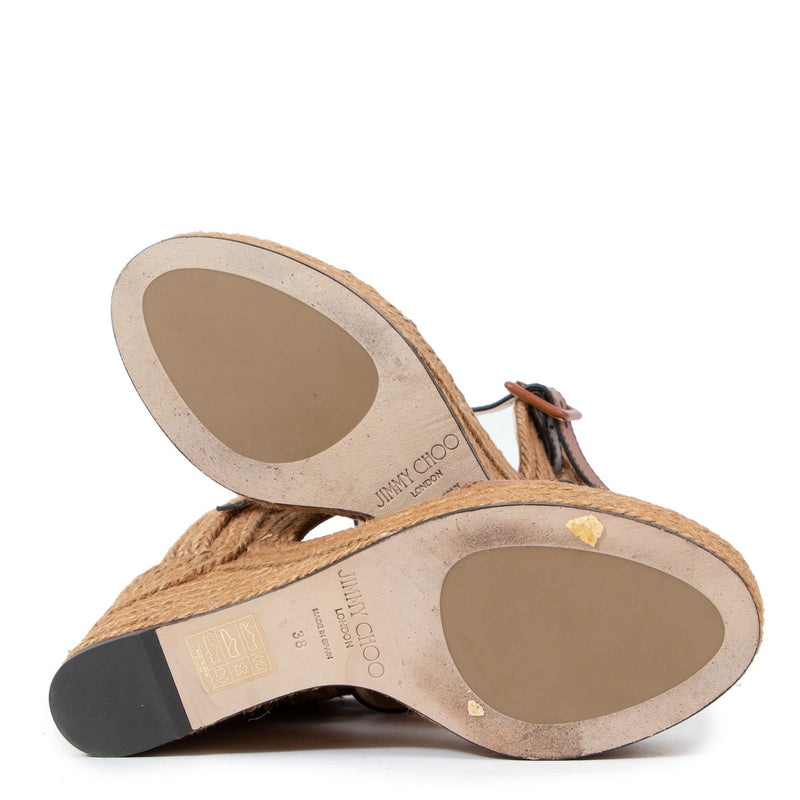 Jimmy Choo Delphi 100 Raffia Sandalen - Maat 38