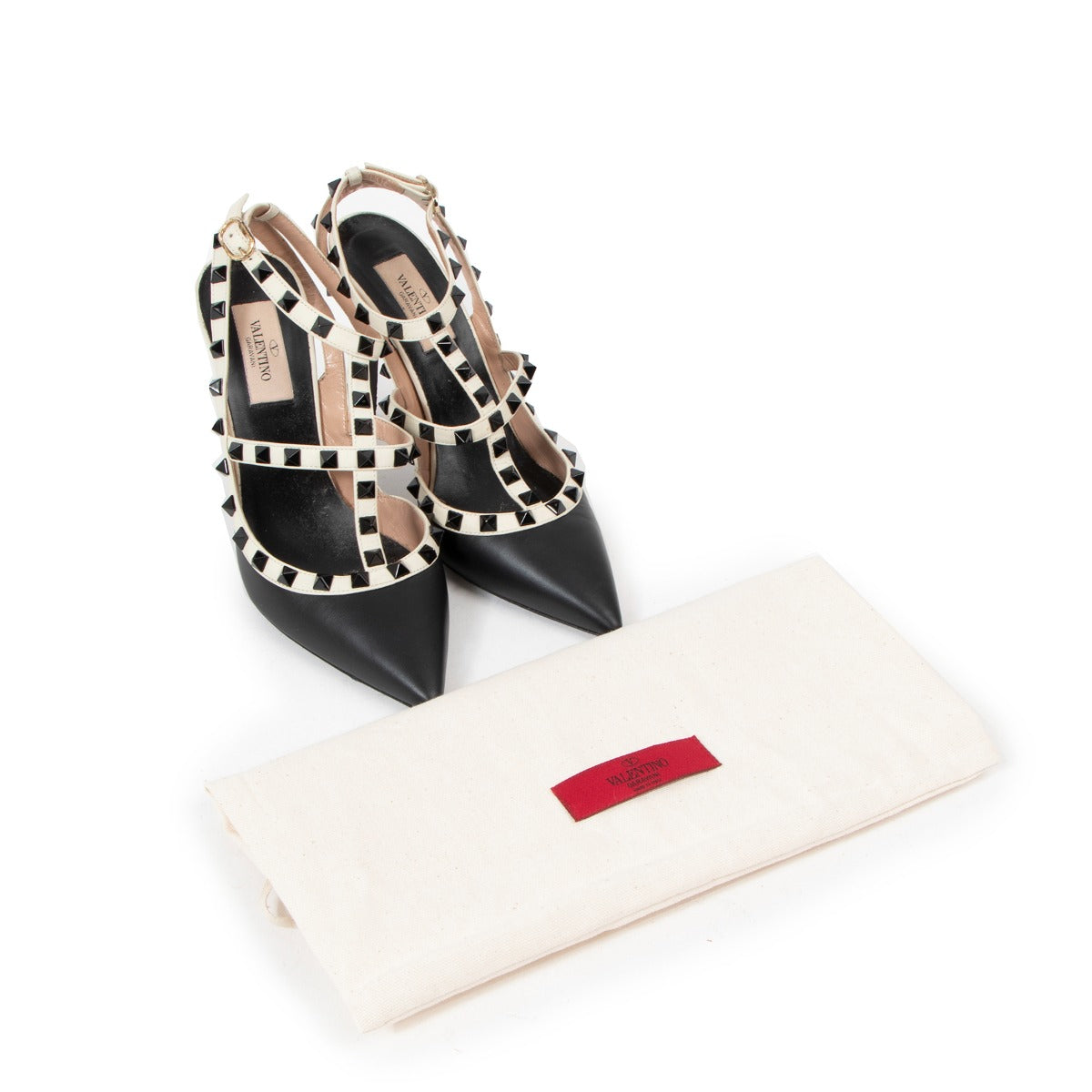 Valentino Garavani Rockstud Caged 100 Black Leather Pumps