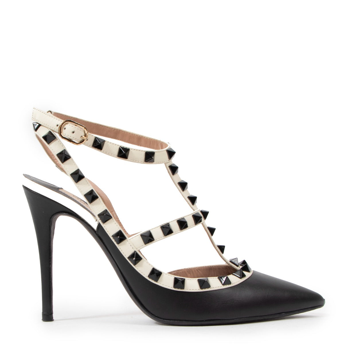 Valentino Garavani Rockstud Caged 100 Black Leather Pumps