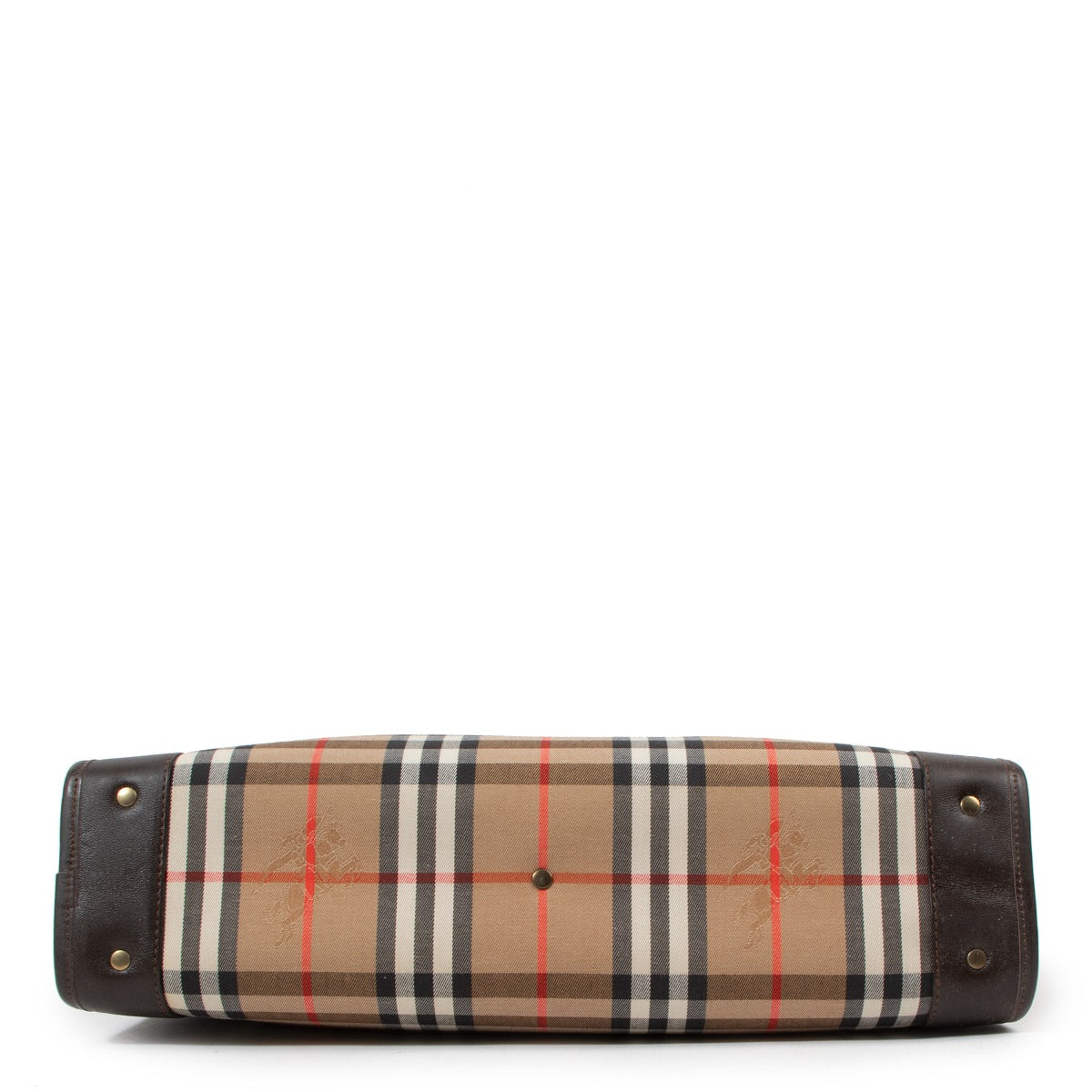 Burberry Vintage Check Brown Leather Tote Bag