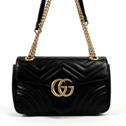 Shop safe online at Labellov in Antwerp this 100% authentic second hand Gucci Black Matelassé Small Marmont Shoulder Bag
