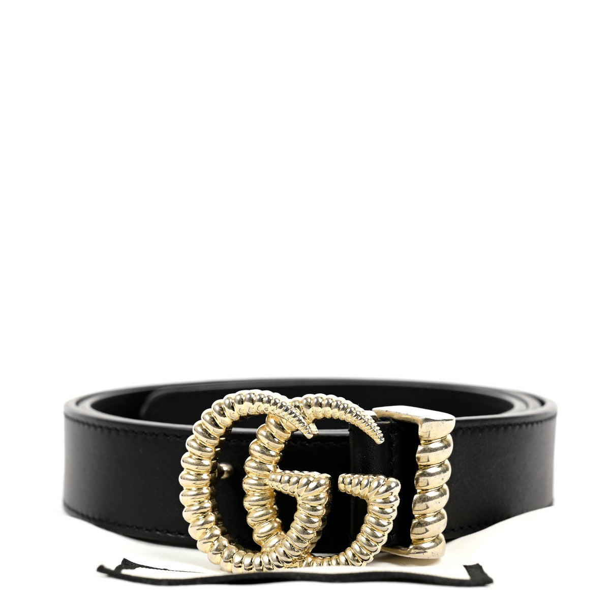 Shop safe online at Labellov in Antwerp this 100% authentic second hand Gucci Black Leather GG belt - size 80