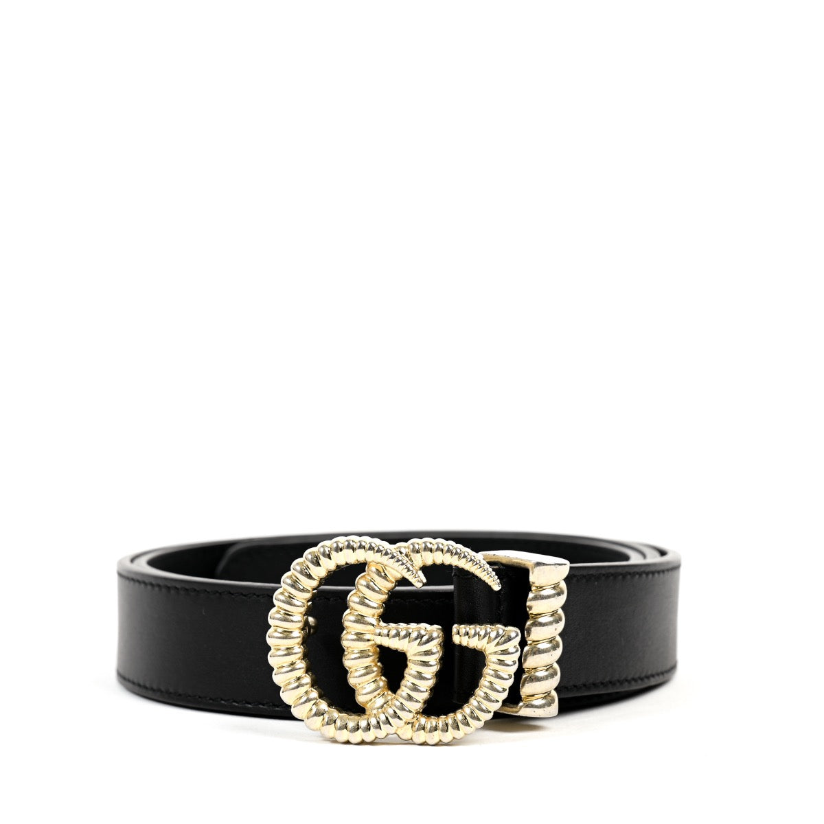Shop safe online at Labellov in Antwerp this 100% authentic second hand Gucci Black Leather GG belt - size 80