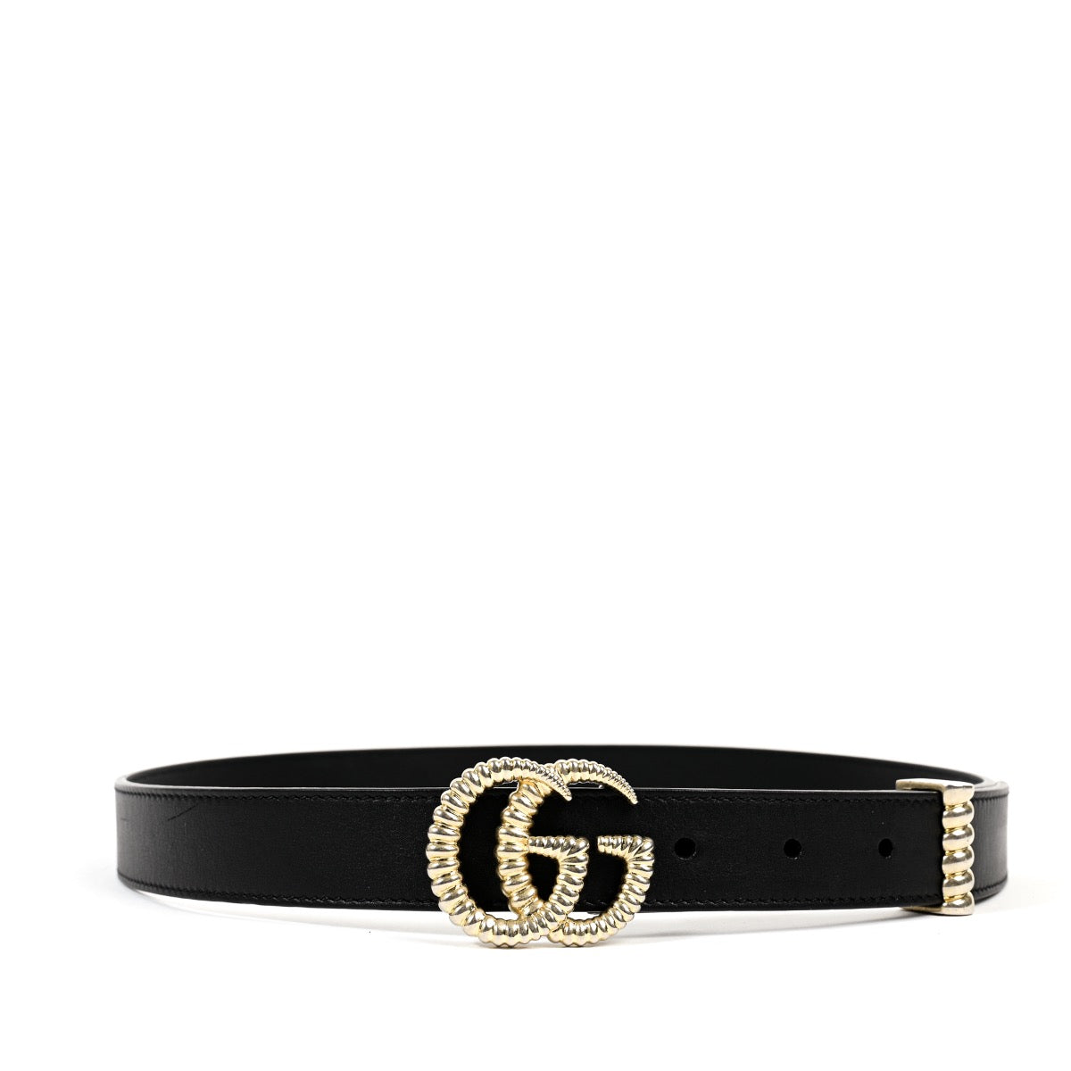 Shop safe online at Labellov in Antwerp this 100% authentic second hand Gucci Black Leather GG belt - size 80