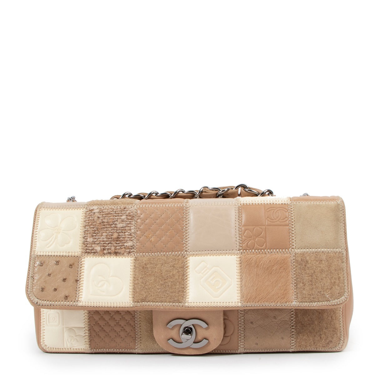 Chanel Patchwork Lambskin Ostrich Precious Symbols Medium Classic Flap Bag