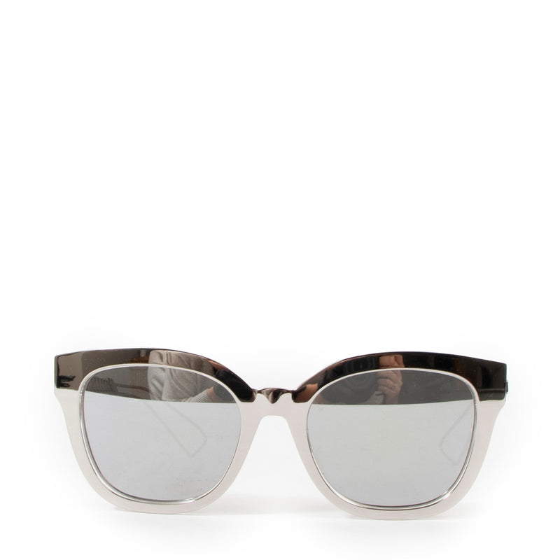 Buy vintage original Christian Dior Dioramal Silver Metal Squared Sunglasses in good condition at Labellov Antwerp.